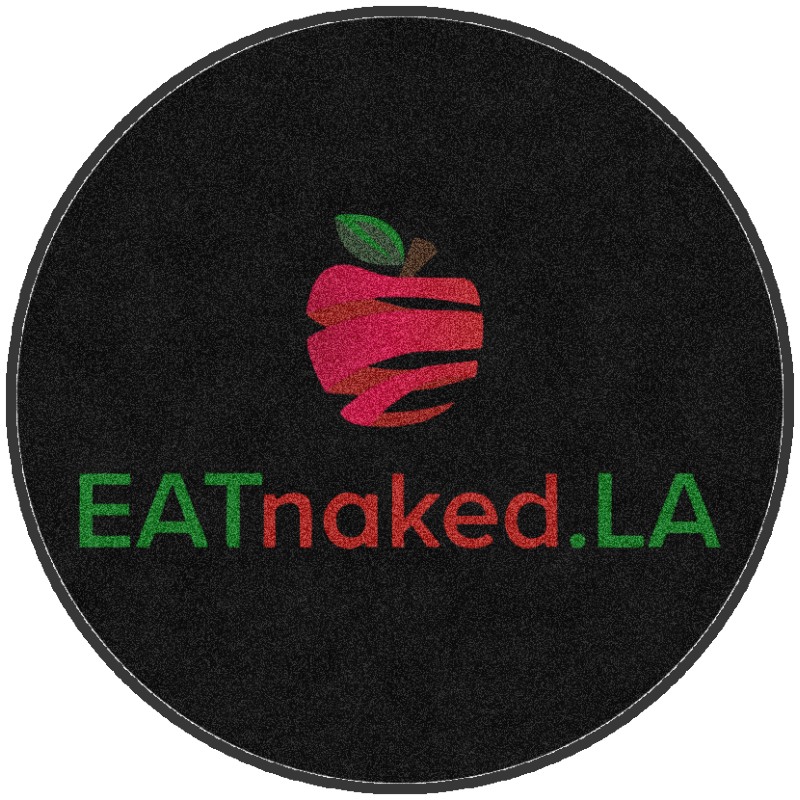 EATnaked.LA § 3 X 3 Rubber Backed Carpeted HD Round - The Personalized Doormats Company