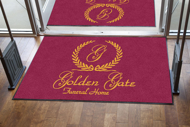 GOLDEN GATE FUNERAL HOMES 4 X 6 Rubber Backed Carpeted HD - The Personalized Doormats Company