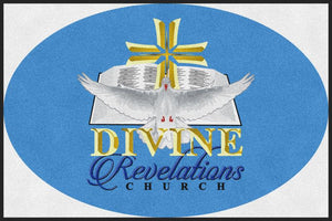 Divine Revelations Church 4 X 6 Rubber Backed Carpeted HD Round - The Personalized Doormats Company