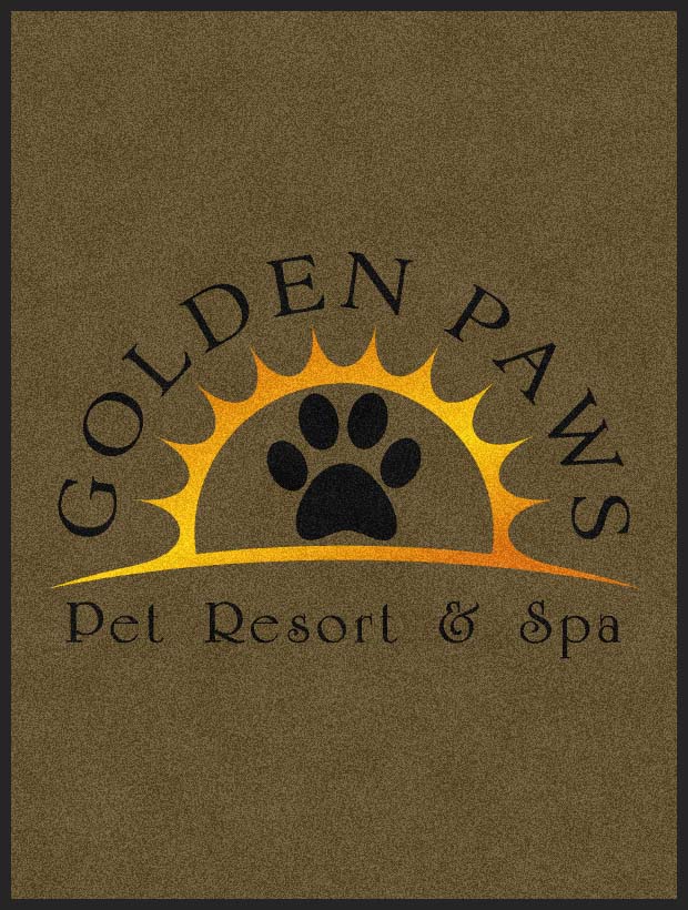 Golden Paws Pet Resort & Spa 6 X 8 Rubber Backed Carpeted HD - The Personalized Doormats Company
