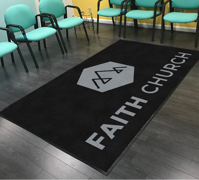 Faith Church Rug 5 X 8 Rubber Backed Carpeted HD - The Personalized Doormats Company