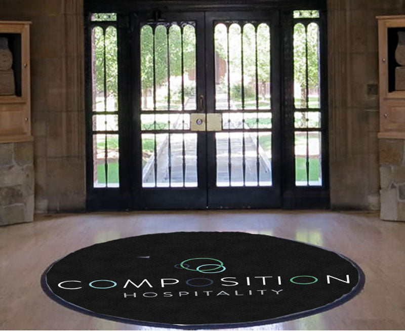 Composition Hospitality 6 X 6 Rubber Backed Carpeted HD Round - The Personalized Doormats Company