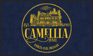Camellia Front mat - rectangle Blue Gold