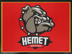 Hemet High 6X8 Red BG Bright Gold Border