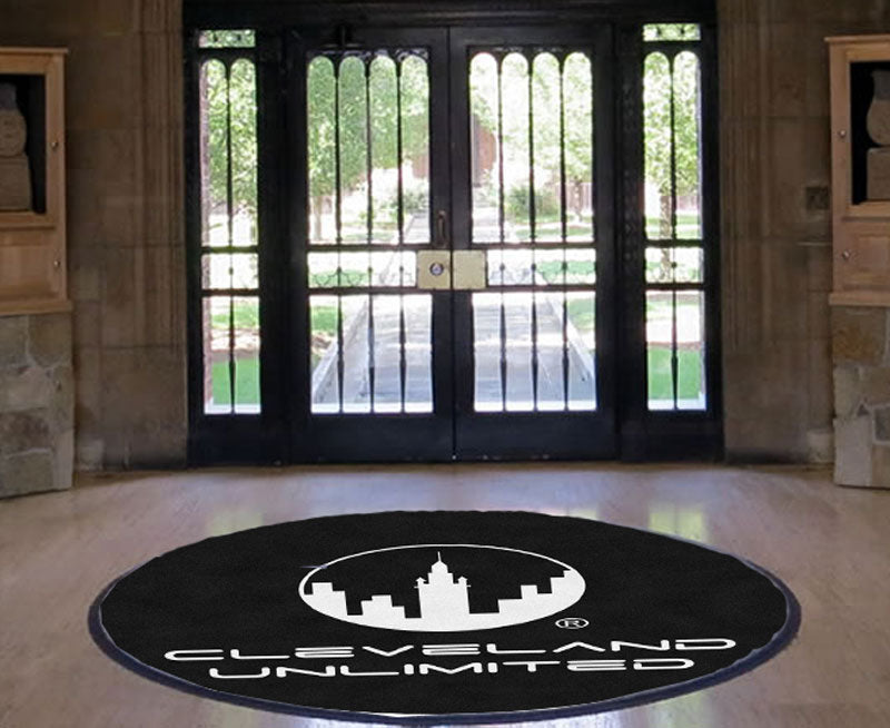 Cleveland Unlimited Records 6 X 6 Rubber Backed Carpeted HD Round - The Personalized Doormats Company