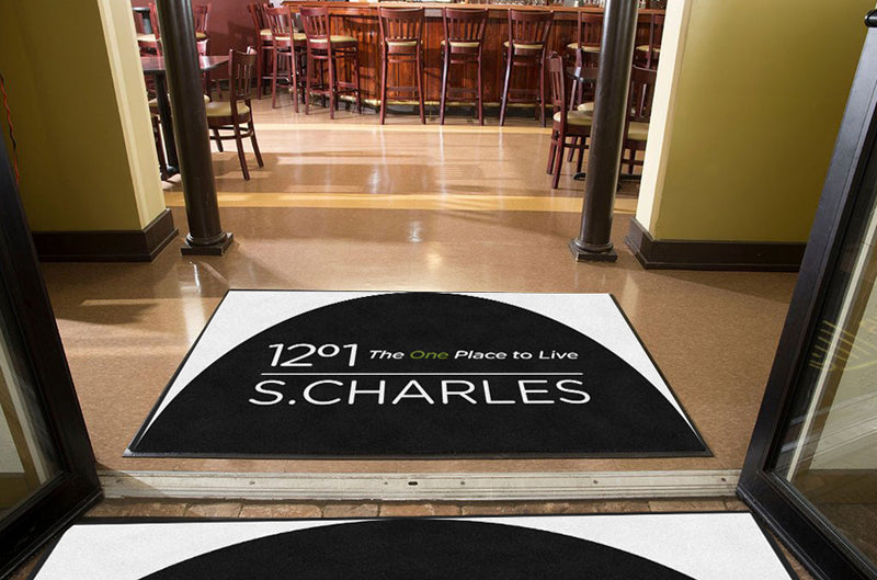 1201 S. Charles St. Doormat for Lobby 4 X 6 Rubber Backed Carpeted HD Half Round - The Personalized Doormats Company