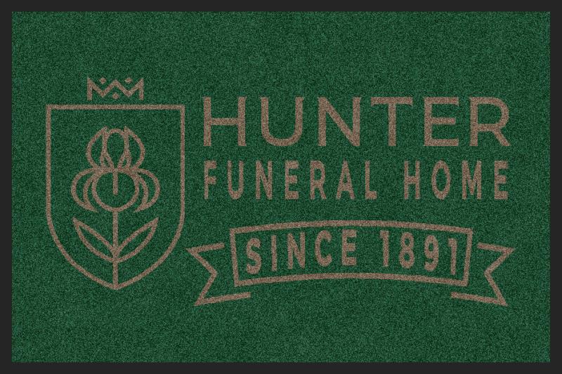 HUNTER FUNERAL HOME 2 X 3 Rubber Backed Carpeted - The Personalized Doormats Company