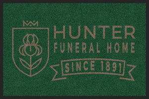 HUNTER FUNERAL HOME 2 X 3 Rubber Backed Carpeted - The Personalized Doormats Company