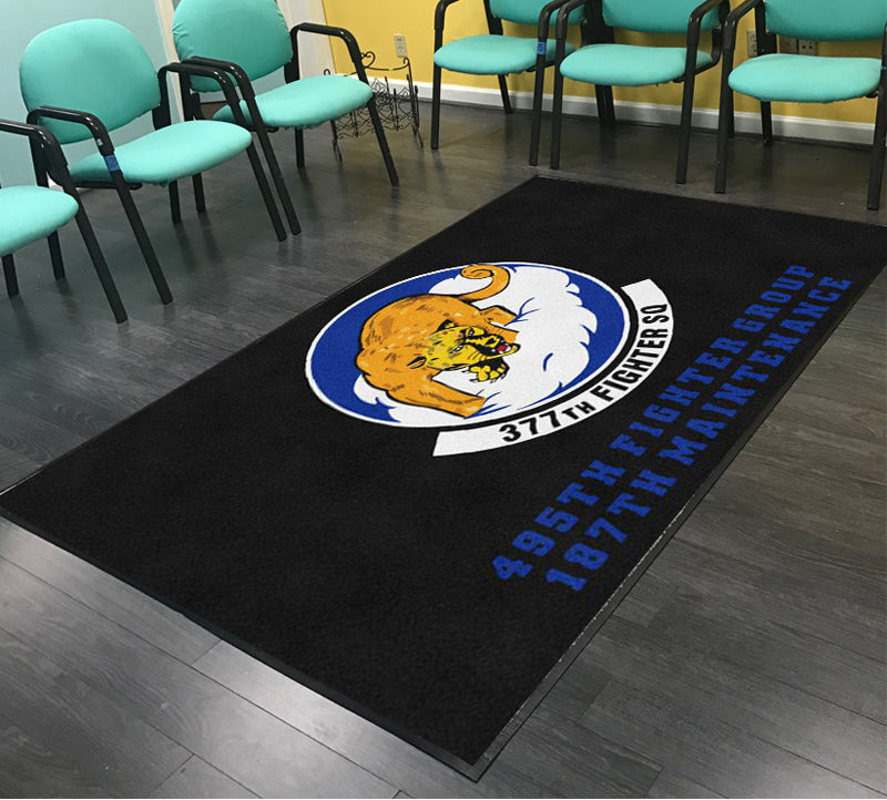 377TH FIGHTER SQUADRON § 5 X 8 Rubber Backed Carpeted HD - The Personalized Doormats Company