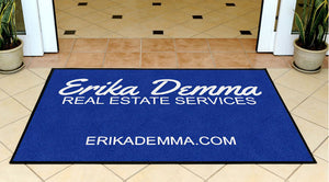 ERIKA DEMMA RUBBER BLUE 3 x 5 Rubber Backed Carpeted HD - The Personalized Doormats Company