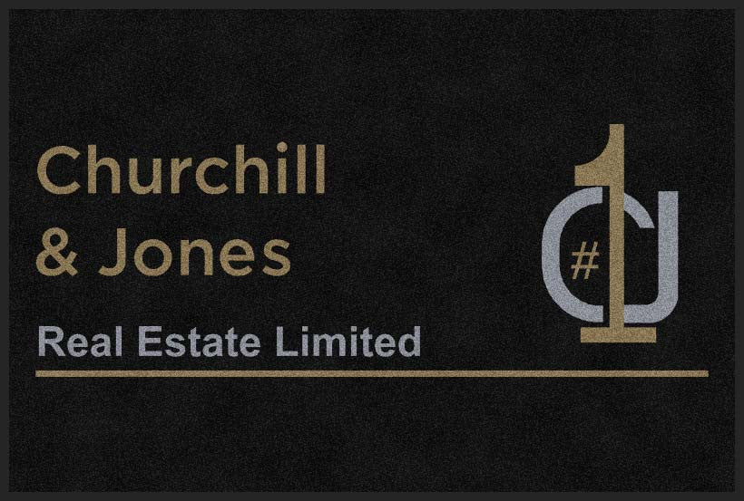 Churchill & Jones Real Estate Limited 4 X 6 Rubber Backed Carpeted HD - The Personalized Doormats Company