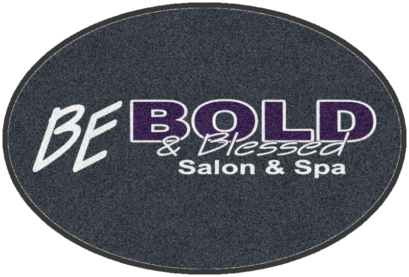 Be Bold & Blessed Salon and Spa 4 X 6 Rubber Backed Carpeted HD Round - The Personalized Doormats Company