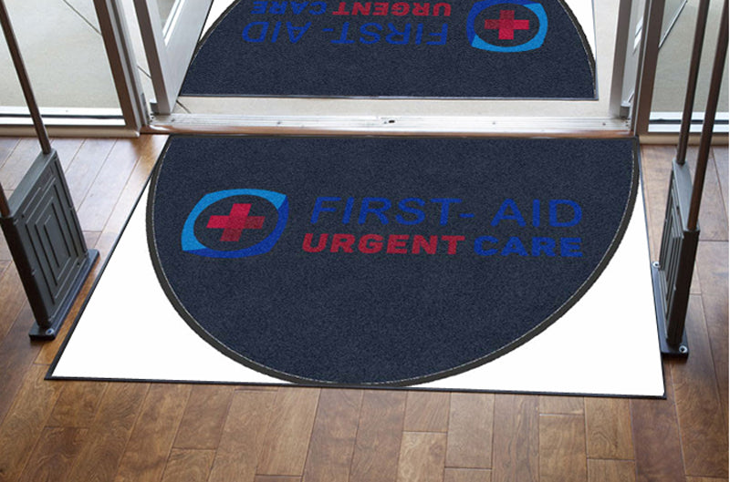 First Aid Urgent Care 4 X 6 Rubber Backed Carpeted HD Half Round - The Personalized Doormats Company