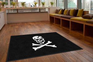 Jolly Roger flag 5 X 8 Rubber Backed Carpeted HD - The Personalized Doormats Company