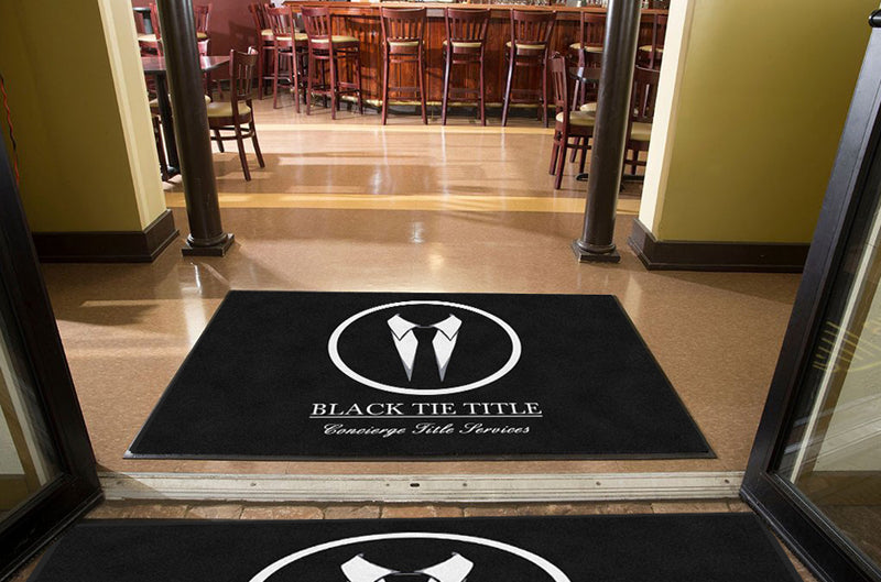 Black Tie Title 4 X 6 Rubber Backed Carpeted HD - The Personalized Doormats Company
