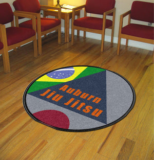 Auburn Jiu Jitsu 4 X 4 Rubber Backed Carpeted HD Round - The Personalized Doormats Company