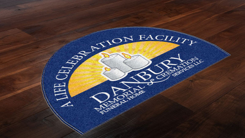 Danburymemorial F.H & Cremation 3 X 4 Rubber Backed Carpeted HD Half Round - The Personalized Doormats Company