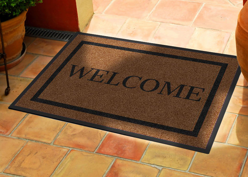 Brown Welcome 2 X 3 Rubber Backed Carpeted - The Personalized Doormats Company