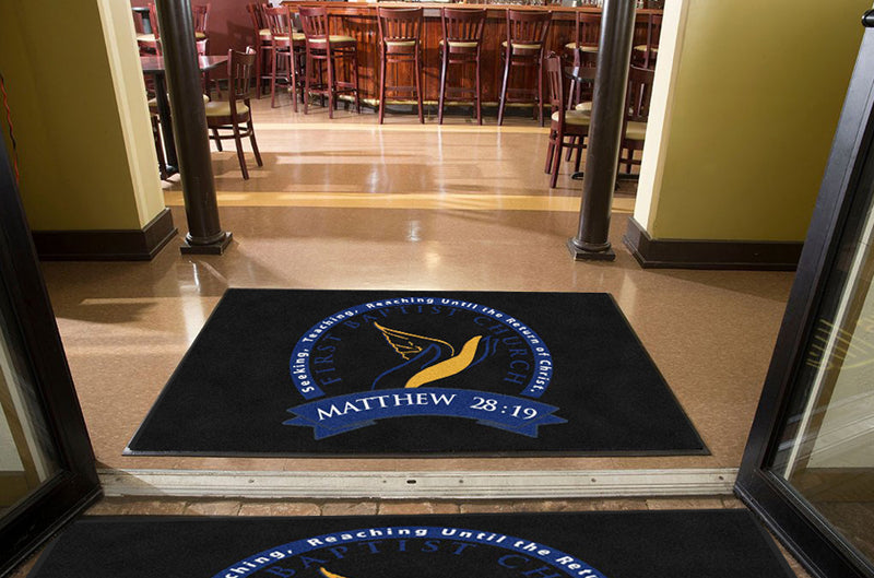 First Baptist Church 4 X 6 Rubber Backed Carpeted HD - The Personalized Doormats Company