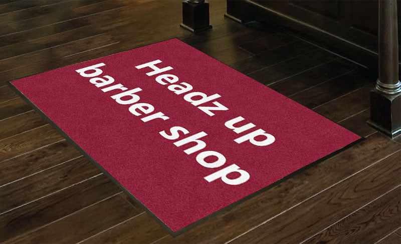 Headz up baber shop 3 X 4 Rubber Backed Carpeted HD - The Personalized Doormats Company