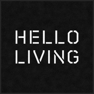 HELLO Living Logo 3 X 3 Rubber Backed Carpeted HD - The Personalized Doormats Company