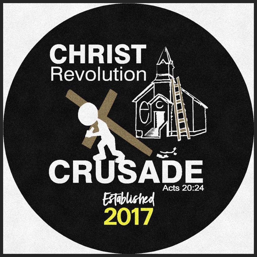 Christ Revolution Crusade 5 X 5 Rubber Backed Carpeted HD Round - The Personalized Doormats Company