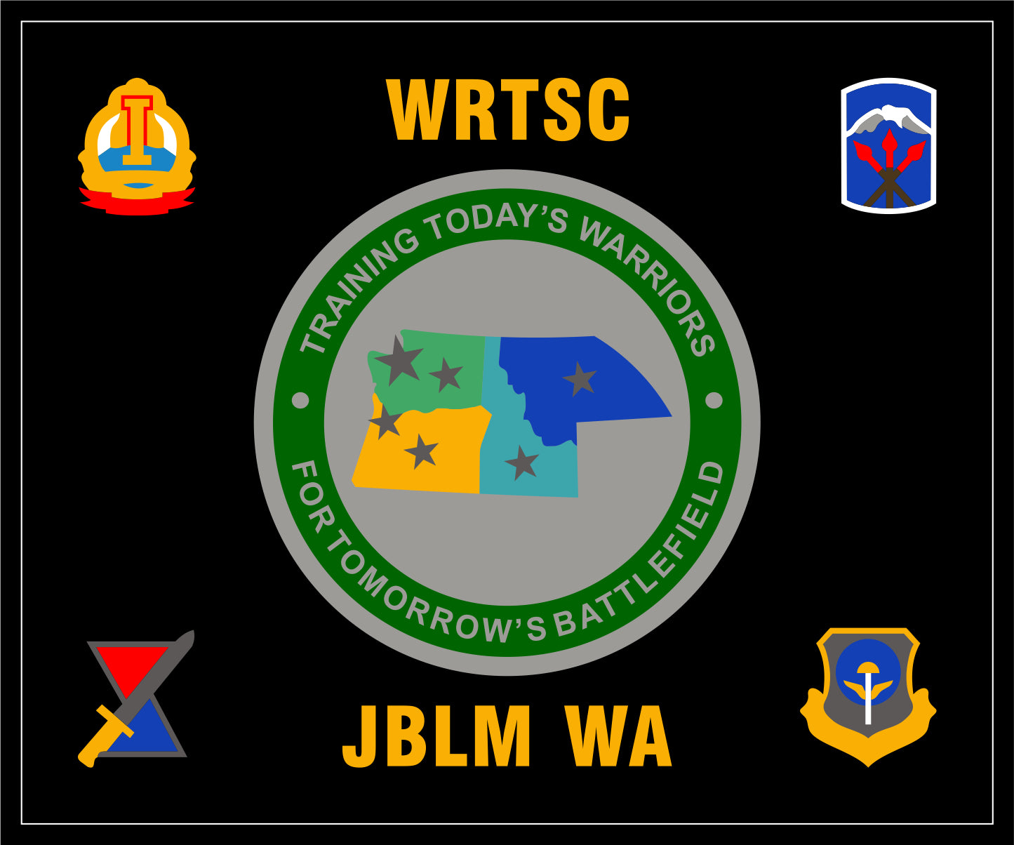 JBLM WA 4X6 Corner Crests Added text §