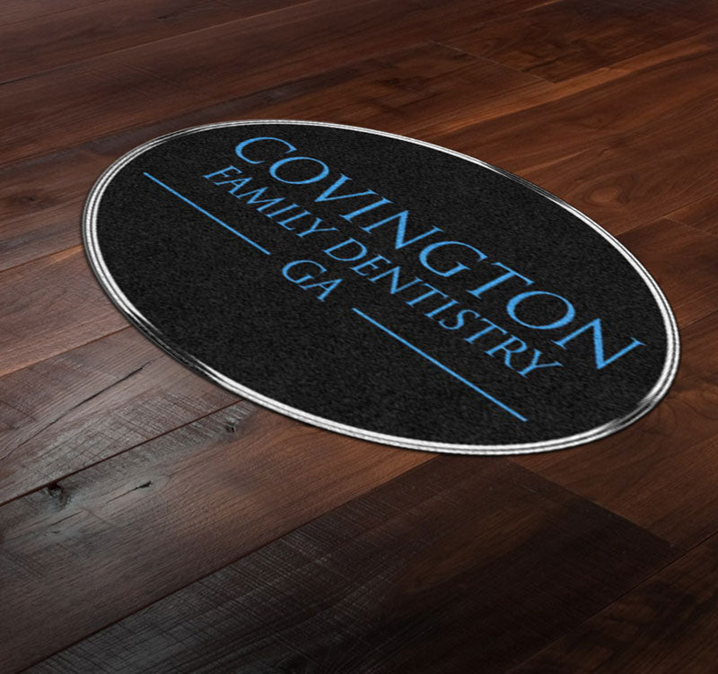 Covington Family Dentistry GA 4 X 6 Rubber Backed Carpeted HD Round - The Personalized Doormats Company