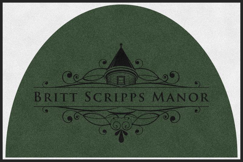 BRITT SCRIPPS MANOR (L6) 4 X 6 Rubber Backed Carpeted HD Half Round - The Personalized Doormats Company