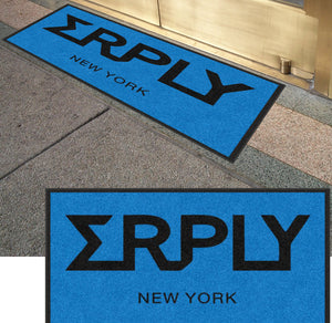 Erply blue2 2 X 3.5 Rubber Backed Carpeted HD - The Personalized Doormats Company