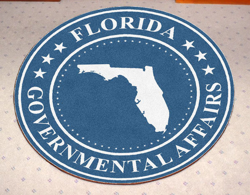 Florida Governmental Affairs 3 X 3 Rubber Backed Carpeted HD Round - The Personalized Doormats Company