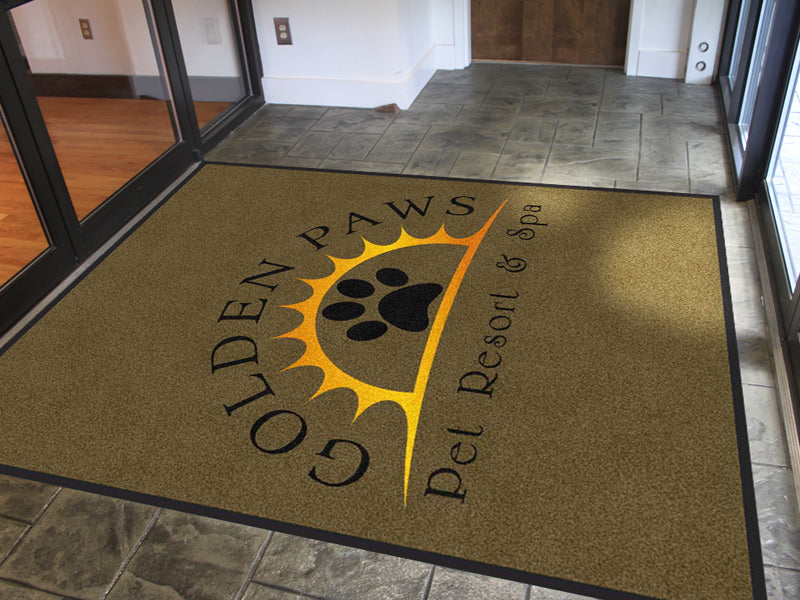 Golden Paws Pet Resort & Spa 6 X 8 Rubber Backed Carpeted HD - The Personalized Doormats Company