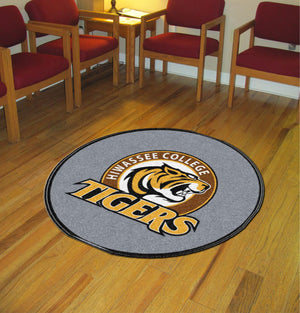 Hiwassee College 3 X 3 Rubber Backed Carpeted HD Round - The Personalized Doormats Company
