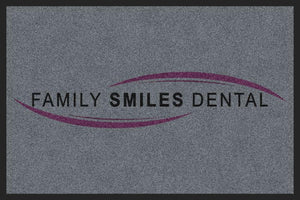 Family Smiles Dental 2 X 3 Rubber Backed Carpeted HD - The Personalized Doormats Company