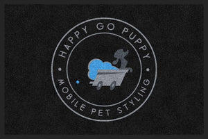 Happy Go Puppy 2 X 3 Rubber Backed Carpeted HD - The Personalized Doormats Company