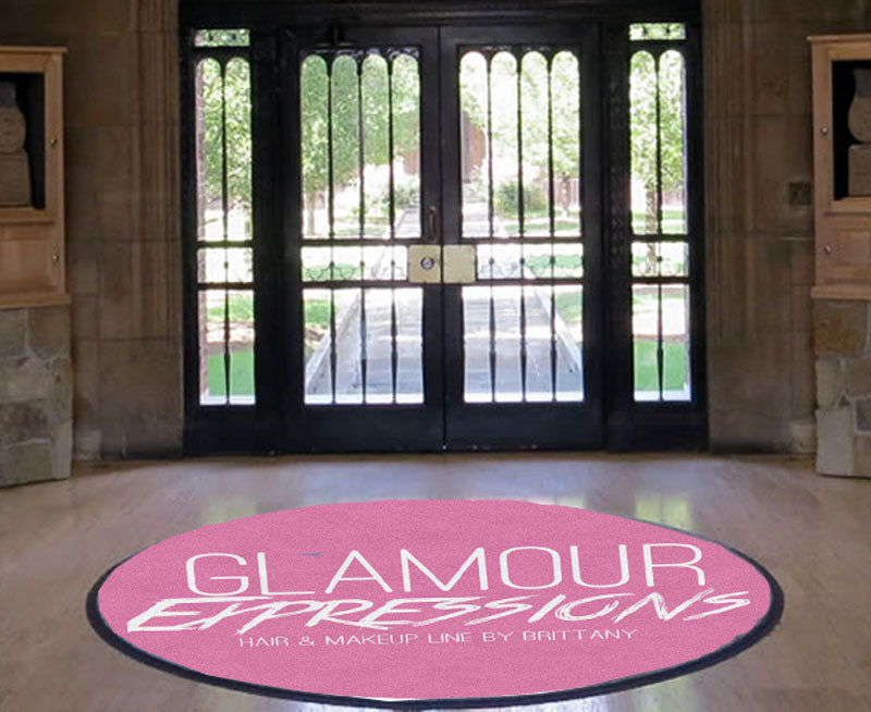 Glamour expressions 6 X 6 Rubber Backed Carpeted HD Round - The Personalized Doormats Company
