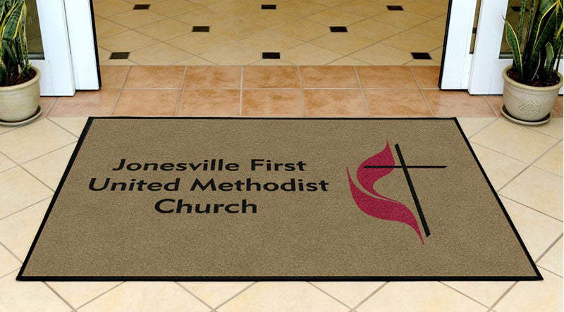 Jonesville First United Methodist Church 3 X 5 Rubber Backed Carpeted HD - The Personalized Doormats Company