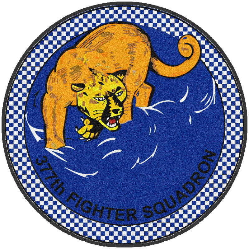 377TH FIGHTER SQUADRON (Version 2) § 5 X 5 Rubber Backed Carpeted HD Round - The Personalized Doormats Company