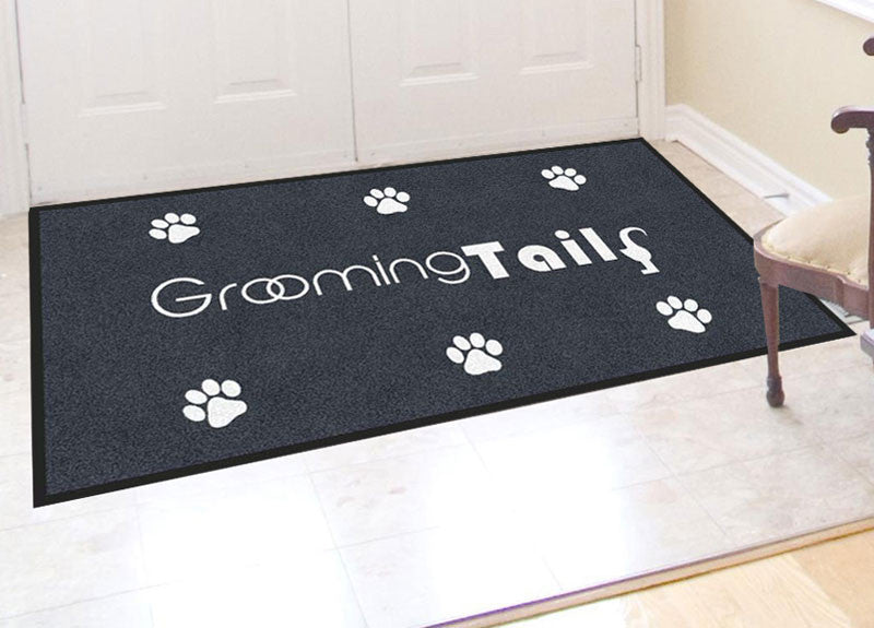 Grooming Tails 3 X 6 Rubber Backed Carpeted HD - The Personalized Doormats Company