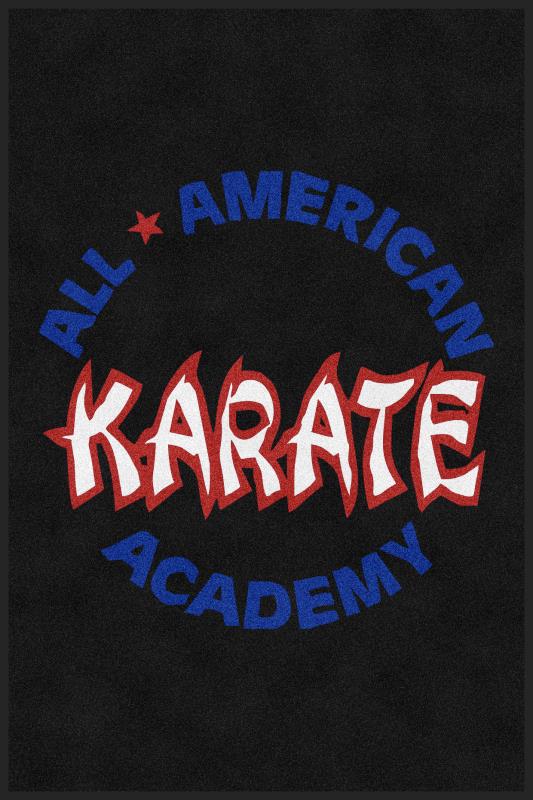 All-American Karate Academy 4 X 6 Rubber Backed Carpeted HD - The Personalized Doormats Company