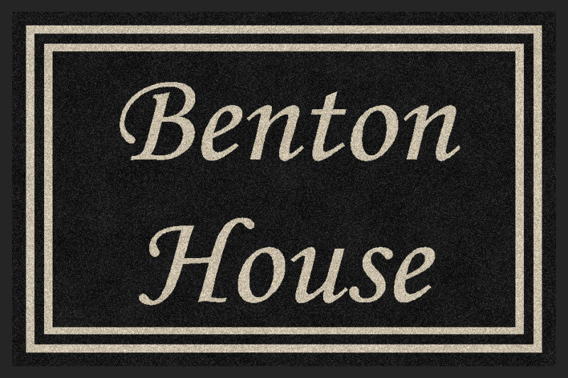 DOUBLE BORDER|BENTON HOUSE 2 X 3 Rubber Backed Carpeted HD - The Personalized Doormats Company