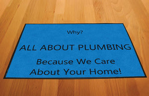 ALL ABOUT PLUMBING 2 x 3 Rubber Backed Carpeted HD - The Personalized Doormats Company