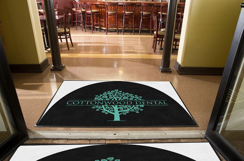 Cottonwood Dental 4 X 6 Rubber Backed Carpeted HD Half Round - The Personalized Doormats Company