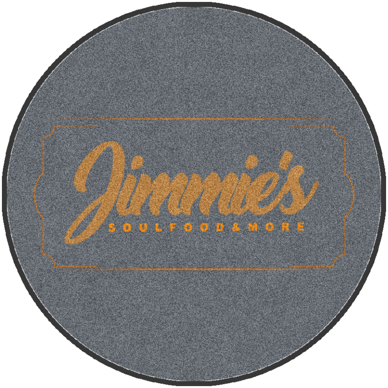 Jimmies Soulfood & More 3 X 3 Rubber Backed Carpeted HD Round - The Personalized Doormats Company