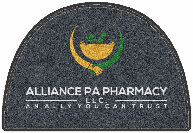 Alliance PA Pharmacy § 4 X 6 Rubber Backed Carpeted HD Custom Shape - The Personalized Doormats Company