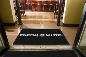 FRESH KUTZ BARBERSHOP 4 X 6 Rubber Backed Carpeted HD - The Personalized Doormats Company