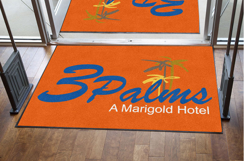 3 Palms - 4 x 6 § 4 X 6 Rubber Backed Carpeted - The Personalized Doormats Company