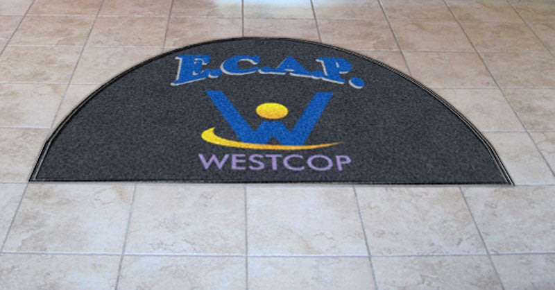 E.C.A.P. 2 X 3 Rubber Backed Carpeted HD Half Round - The Personalized Doormats Company