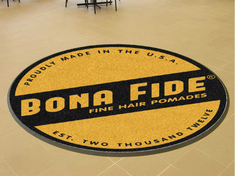 Bona Fide Pomade, Inc. 4 X 4 Rubber Backed Carpeted HD Round - The Personalized Doormats Company