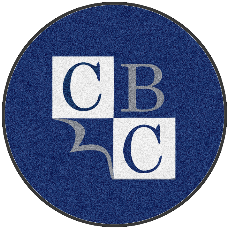 CBC Logo Mat § 4 X 4 Rubber Backed Carpeted HD Round - The Personalized Doormats Company